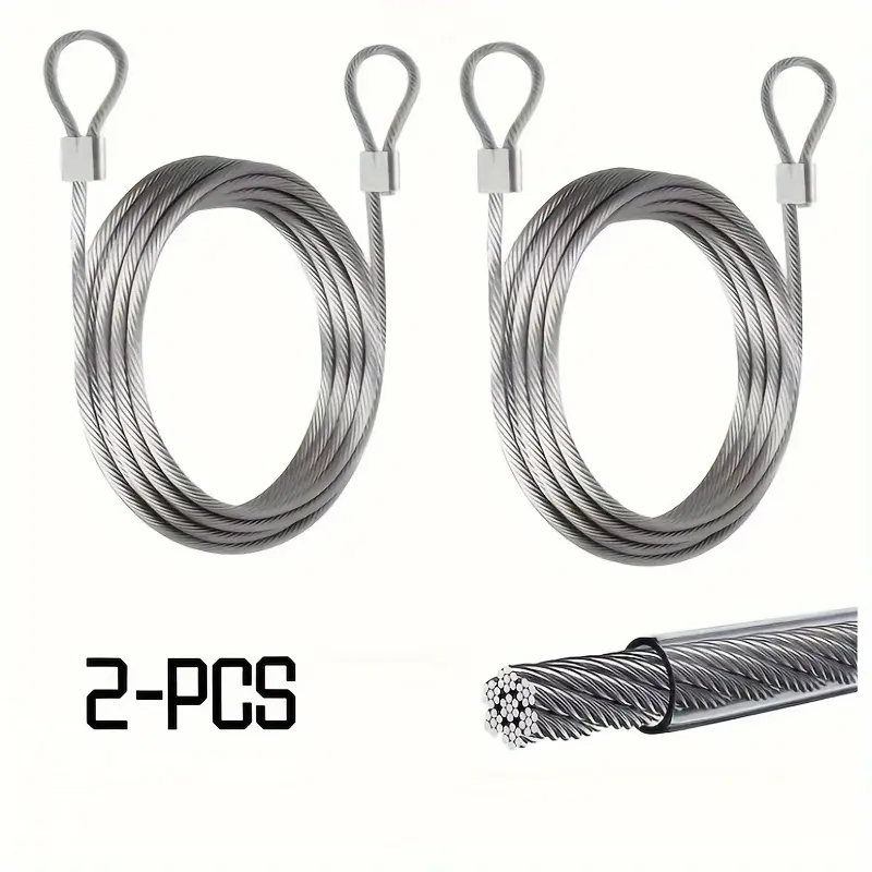Heavy-duty 24-foot stainless steel silk thread suit-PVC coating, suitable for sunshade sail, clothesline and outdoor lighting. Rope