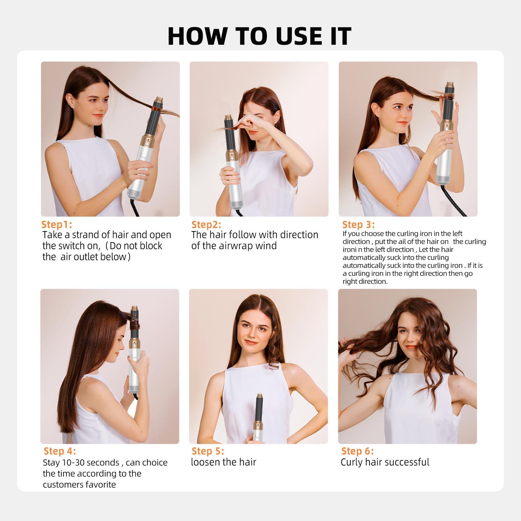 5 in 1 Detachable Blow Dryer Brush Set,Negative lonic Hot Air Brush,Hair Styling Tool, Round Hot Air Straightener Brush Volumizer,Air Curler Wand