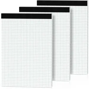 3 Pack 8.5" x 11" Letter Size Quad Ruled Graph Paper Pads, 4x4 Micro-Perforated White Grid Notebooks, Square Math Writing Pads for Office & School Use