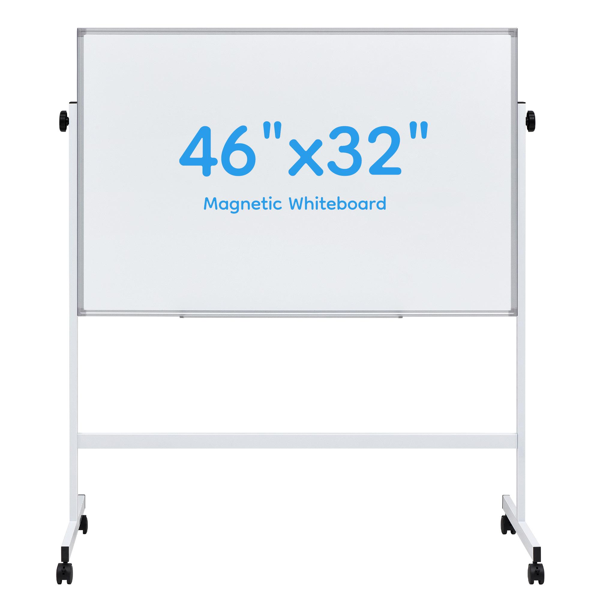 Rolling White Board on Wheels,48" x 32" Large Dry Erase Board with Stand,Big Rolling Whiteboard for Home,Office,School,Easy to Install,Strong and Durable,Double-sided and Height Adjustable,Flexible Mobile Use, Wheels for Home Office,Classroom