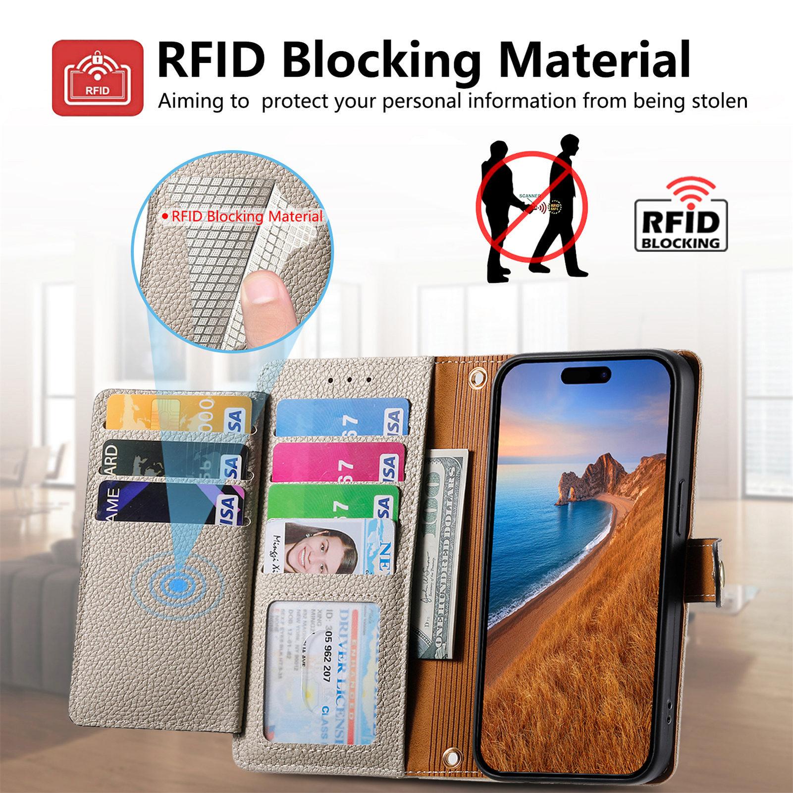 Lychee Texture Zipper Wallet Case with Detachable Strap| [Color] For phone  11 12 13 14 15 16 17