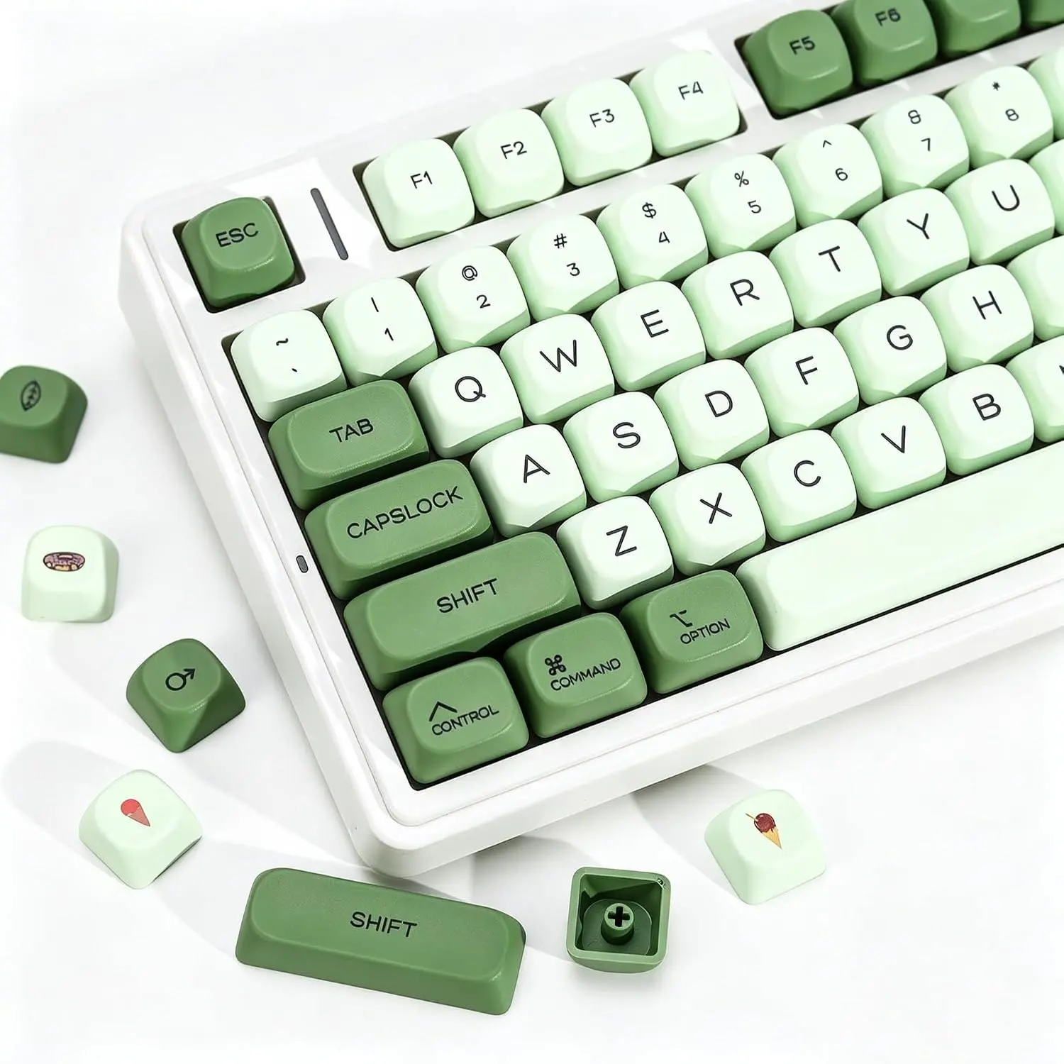 KBDiy Matcha Keycaps Set, 143  Green Dye-Sublimation PBT Keycaps, KOA Profile Cute Custom Keycaps, for 60% 75%  Cherry Gateron MX Switches Mechanical Keyboards