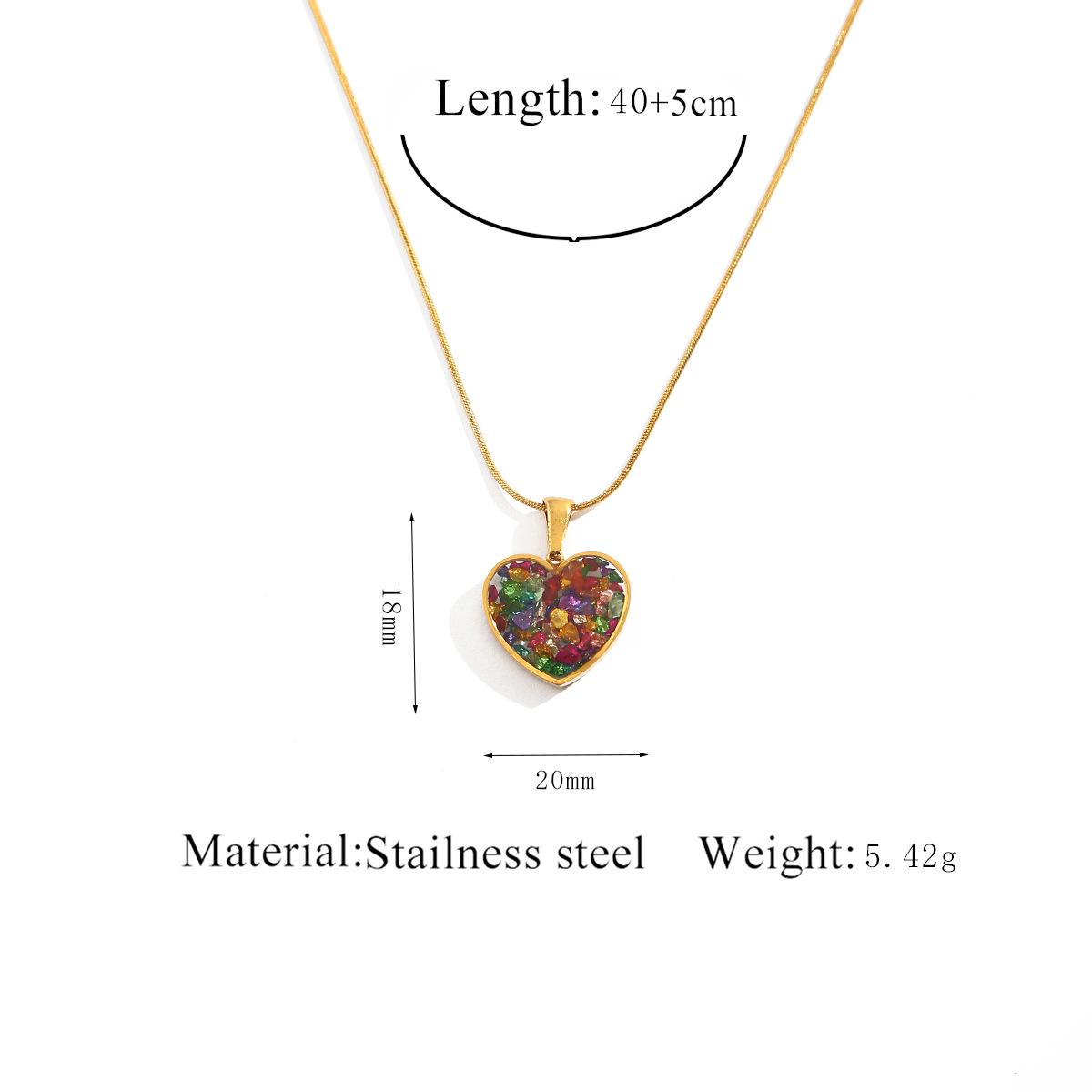 Cross-border jewelry necklace wholesale resin heart pendant necklace for women stainless steel jewelry light luxury heart-shaped collarbone necklace