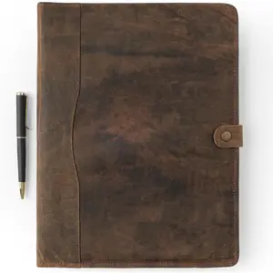 Leather Portfolio Binder Padfolio Folder with Pen for Business Men and Women