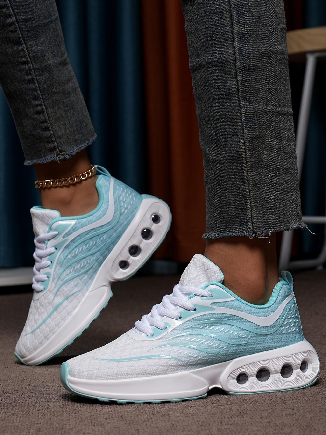 Women's Ombre Print Lace Up Running Shoes, Runner Athletic Shoe, Sporty Running Shoes, Casual Breathable Comfortable Sports Shoes, Female All-match Round Toe Shoes for Daily Wear