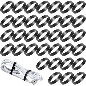 100 PCS Silicone Rubber Bands, 1"/25mm Diameter Black Small Rubber Bands Elastic Flat Cable Ties, Reusable Strong Round Rubberbands Thick Rubbers Band Heavy Duty for Wire Cord Cable Wrapping Bundle