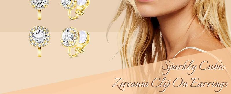 THUNARAZ 4 Pairs Dazzling Non Pierced Ear Clips Hypoallergenic Cubic Zirconia Clip on Earrings for Women Men Comfortable for Wedding and Dance Competitions Silvery Golden Earrings Goth Accessories Fashionable Jewelry Earring Stack for Christmas Gift