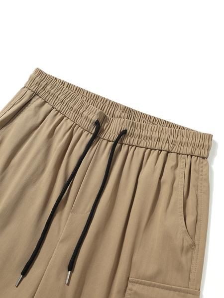 Men's Loose Solid Flap Pocket Drawstring Waist Cargo Shorts, Street Fashion Casual Bottoms for Daily Outdoor Wear, Men's Clothes for Summer