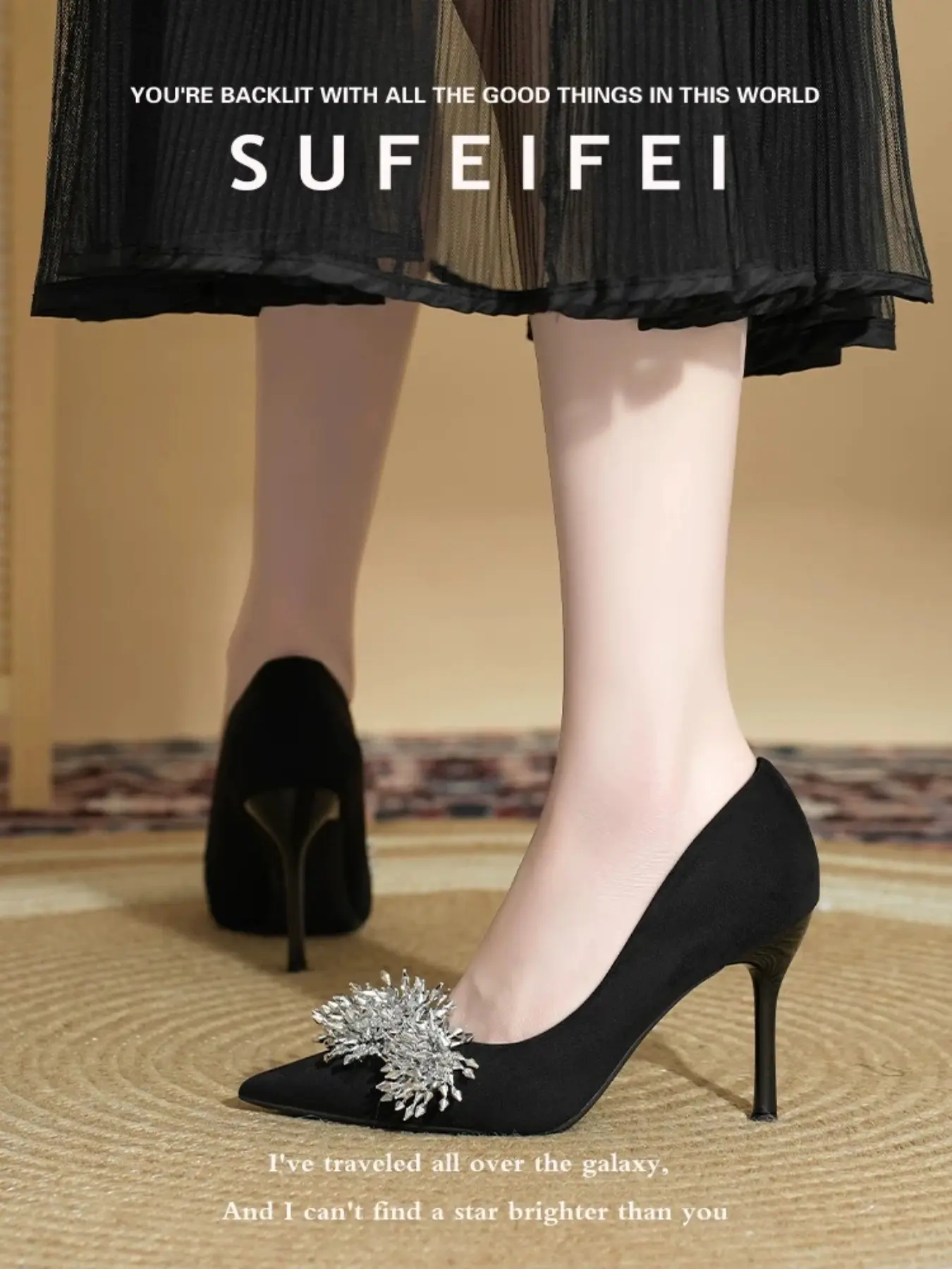 High Heel Shoes for Women, Elegant and Comfortable, Narrow Heel, Pointed Toe, Rhinestone Fashion, Professional Style