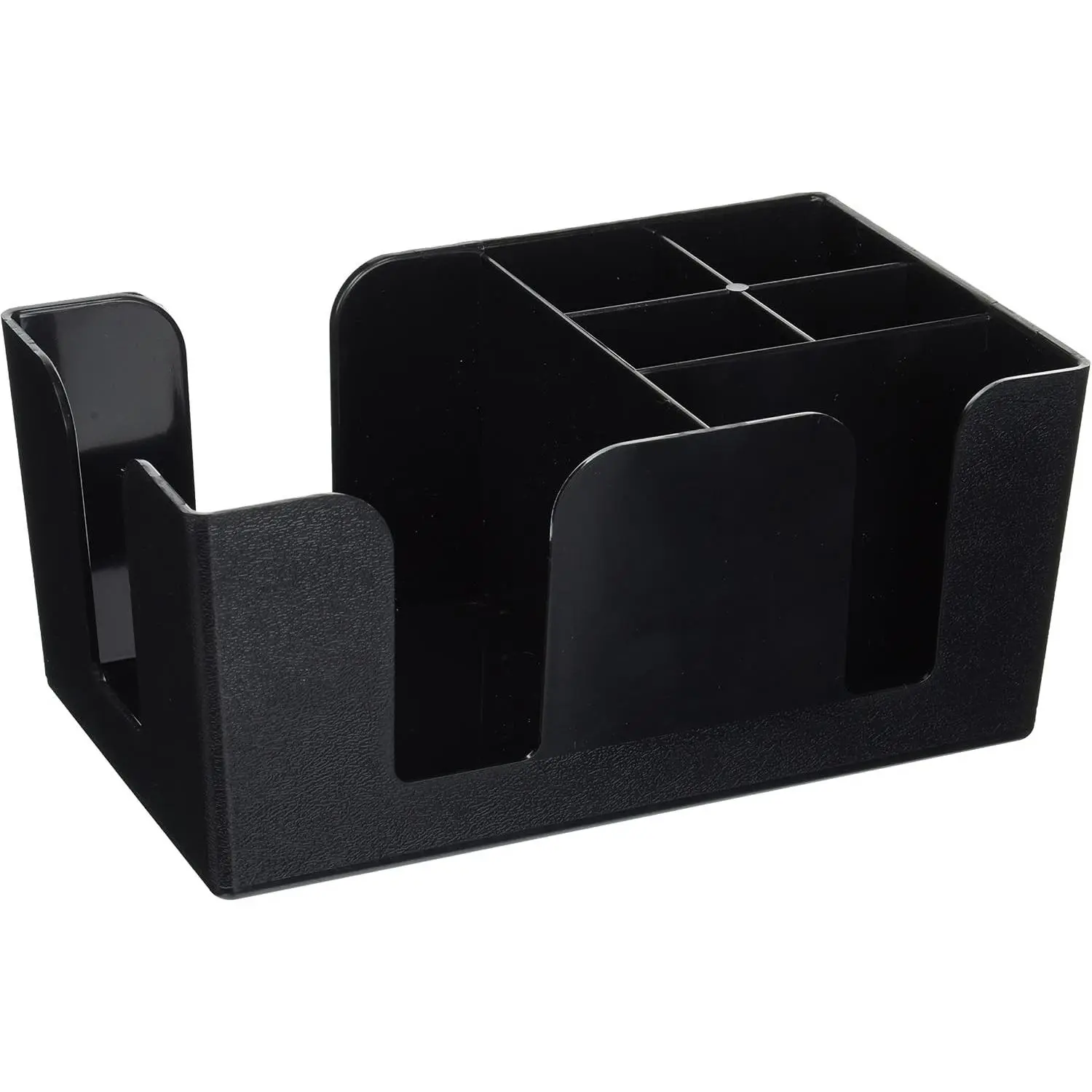 Winco Black Plastic 6-Compartment Condiment Caddy | Dishwasher Safe, BPA-Free, Ideal for Restaurant Service, Perfect for Storing Condiments, Flatware for Table Use