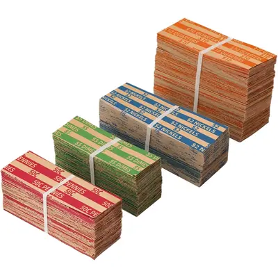 Coin Wrappers Assorted 500 PCS, Flat Coin Rolls Wrappers, Including 200 Quarters, 100 Pennies, 100 Dimes, 100 Nickels - View #7