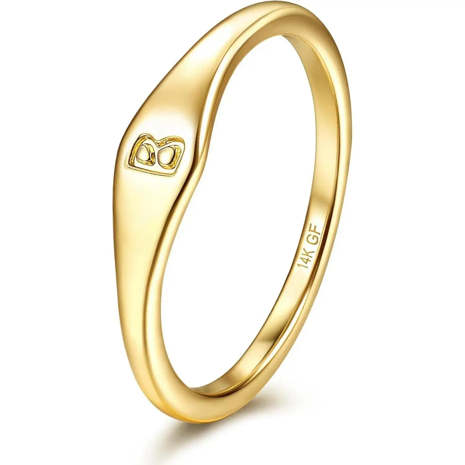 14K Gold Plated Initial Ring for Women, Dainty Letter Alphabet Band Ring, Minimalist Stackable Signet Pinky Ring with Non Tarnish Finish, Personalized Jewelry Gift for Daily Wear, Birthday and Anniversary summerwins