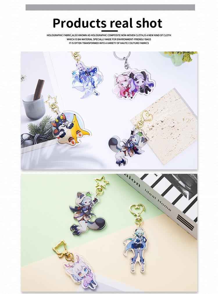 Custom Keychains Cartoon Llavero Photo Customized Anime Transparent Charm Hologram Clear Acrylic Personalized Key Rings for Gift