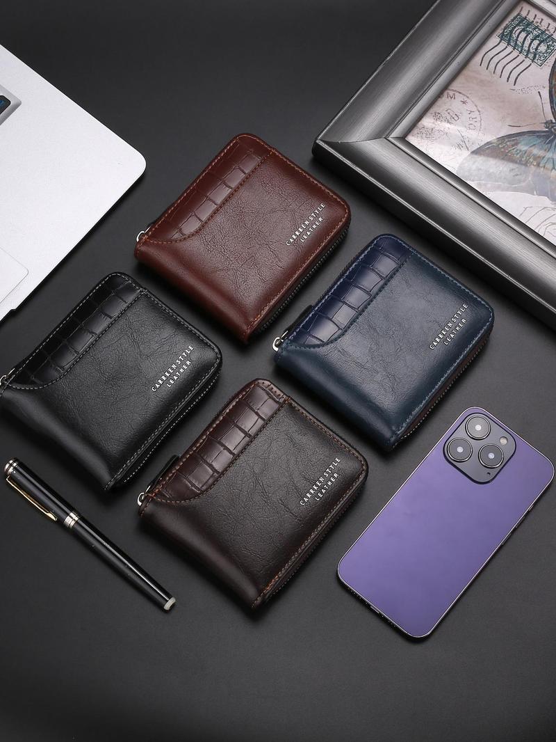 Men's Business Fashion Patchwork Short Wallet, Casual Multi Card Slot Wallet for Daily Used, Vintage All-match Bifold Wallet for Men, Business Wallets