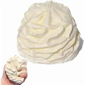 Cream Roll Toy, Slow Rising TPR Fidget Squeeze Toy, Sticky Stress Relief Sensory Toy in White, 3.1 Inch Hand-Sized Cake Squeeze (White)