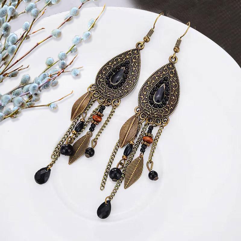 Bohemian Tribal Retro Ethnic Style Long Tassel Earrings for Women, Vacation & Travel Photography Jewelry