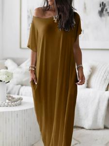 women's loose-fit casual dress, lady round neck short sleeve comfortable home wear, elegant victorian style for fall winter season