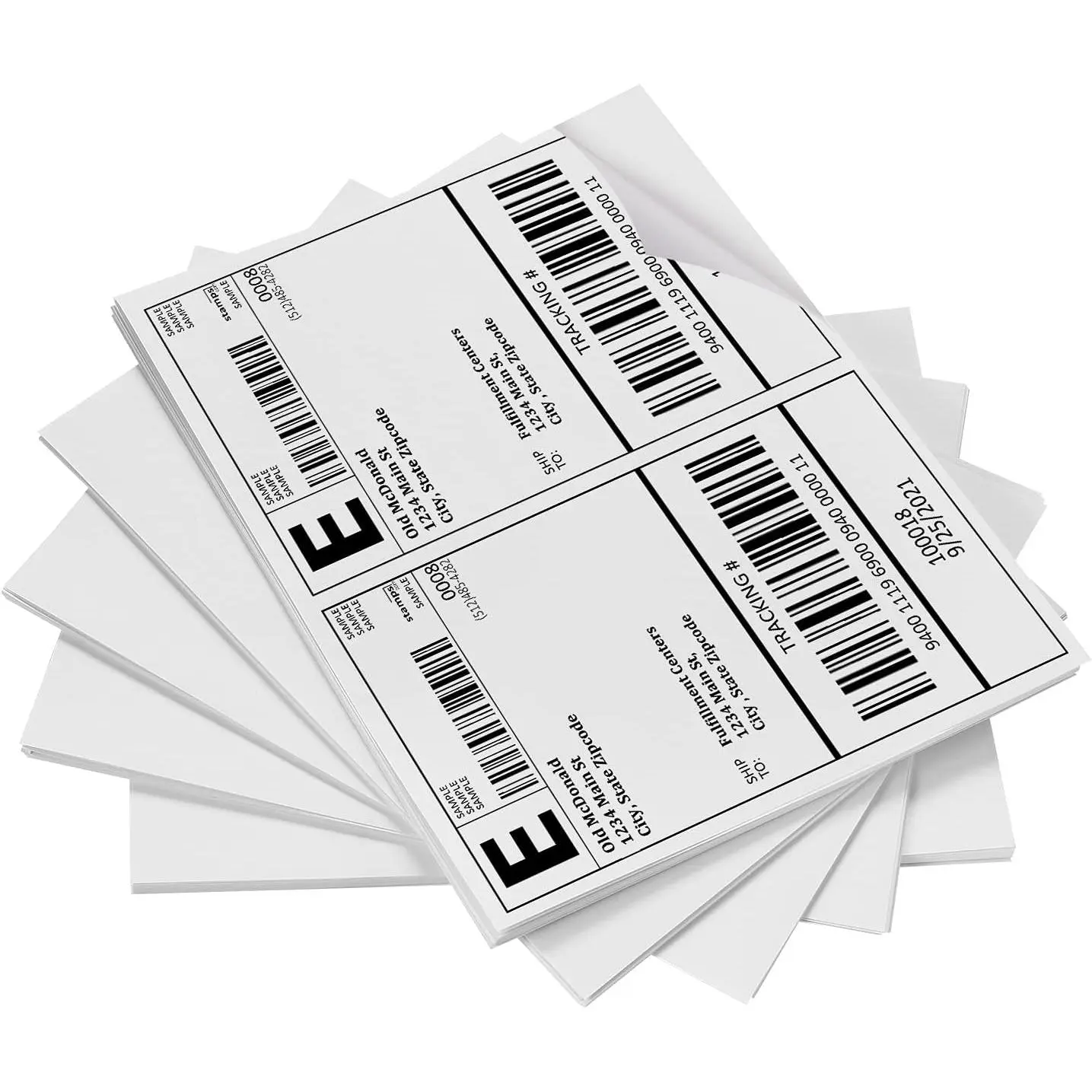 Shipping Labels,  Half Sheet Shipping Label Compatible for Inkjet 2 Per Page 8.5 x 11 Self Adhesive Mailing Return Address Labels Printable Sticker Paper [100 Sheets/ 200 Labels, White]