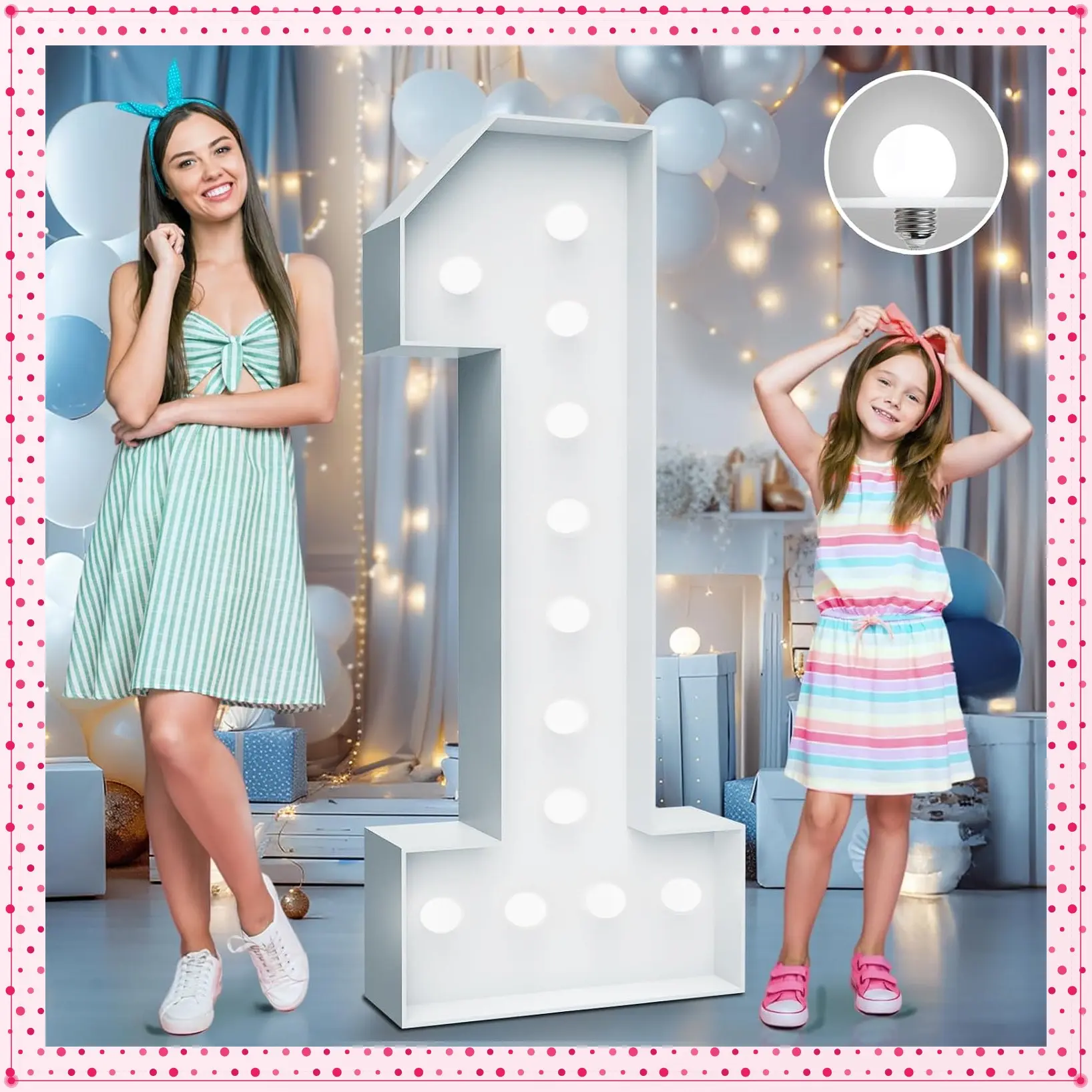 4FT Marquee Light Up Number 1 with 12 Bulbs, Foam Board & Water Bag - Includes Back Stand and Weighted Water Bag for Wedding, Birthday, Anniversary and Baby Shower Party DecorationGift