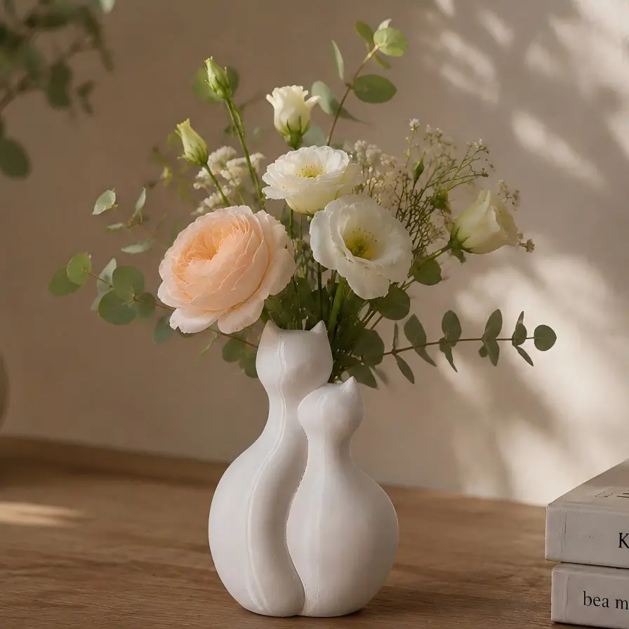 Abstract Cat Shape Vase, Pure Minimalist Design, Perfect for Living Room Desktop, Bedroom Decor, Moving Gift, Cute Style