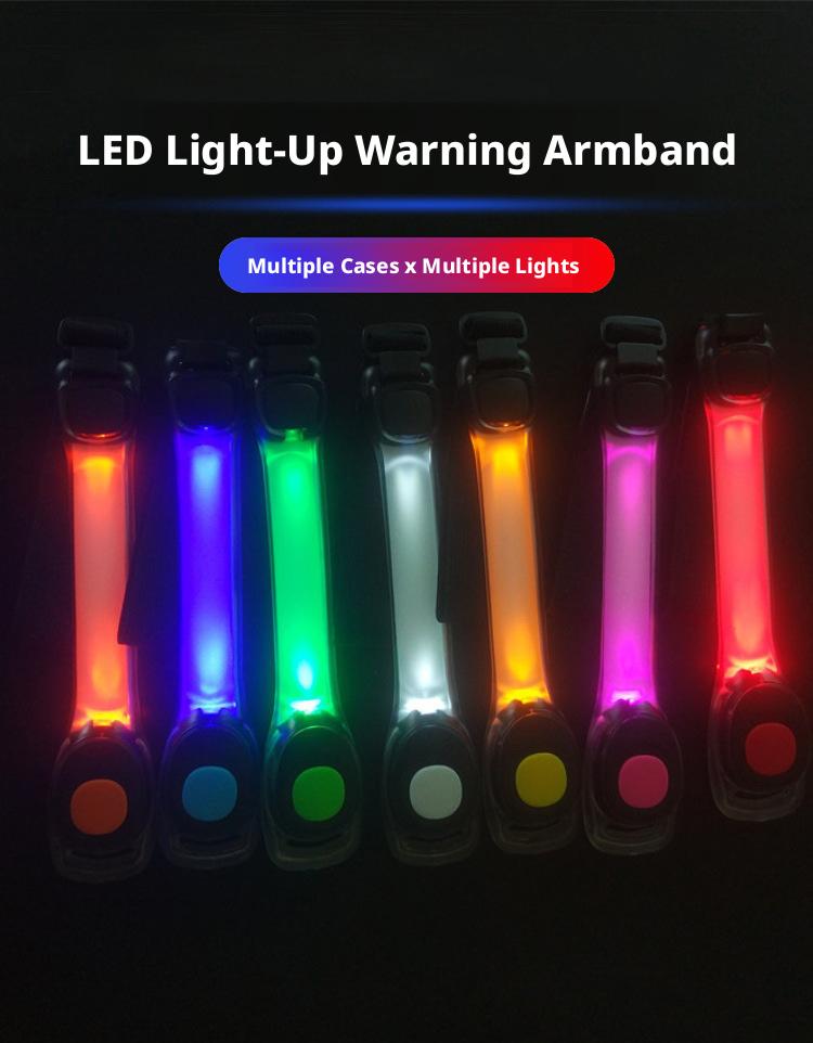 Waterproof LED Armband Light for Running Cycling Hiking Hook-and-Loop Closure Night Visibility Reflective Arm Band
