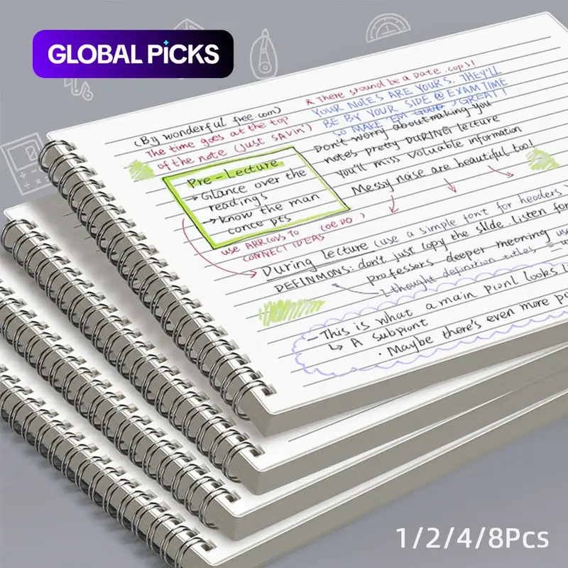 Thick, 60 Sheets 8mm Ruled Cream Paper with Smooth No-Bleed Writing, Firm Binding, Ideal for Students, College Essentials and Office Use, School Office Stationery, Stationery Supplies #GLOBAL PICKS