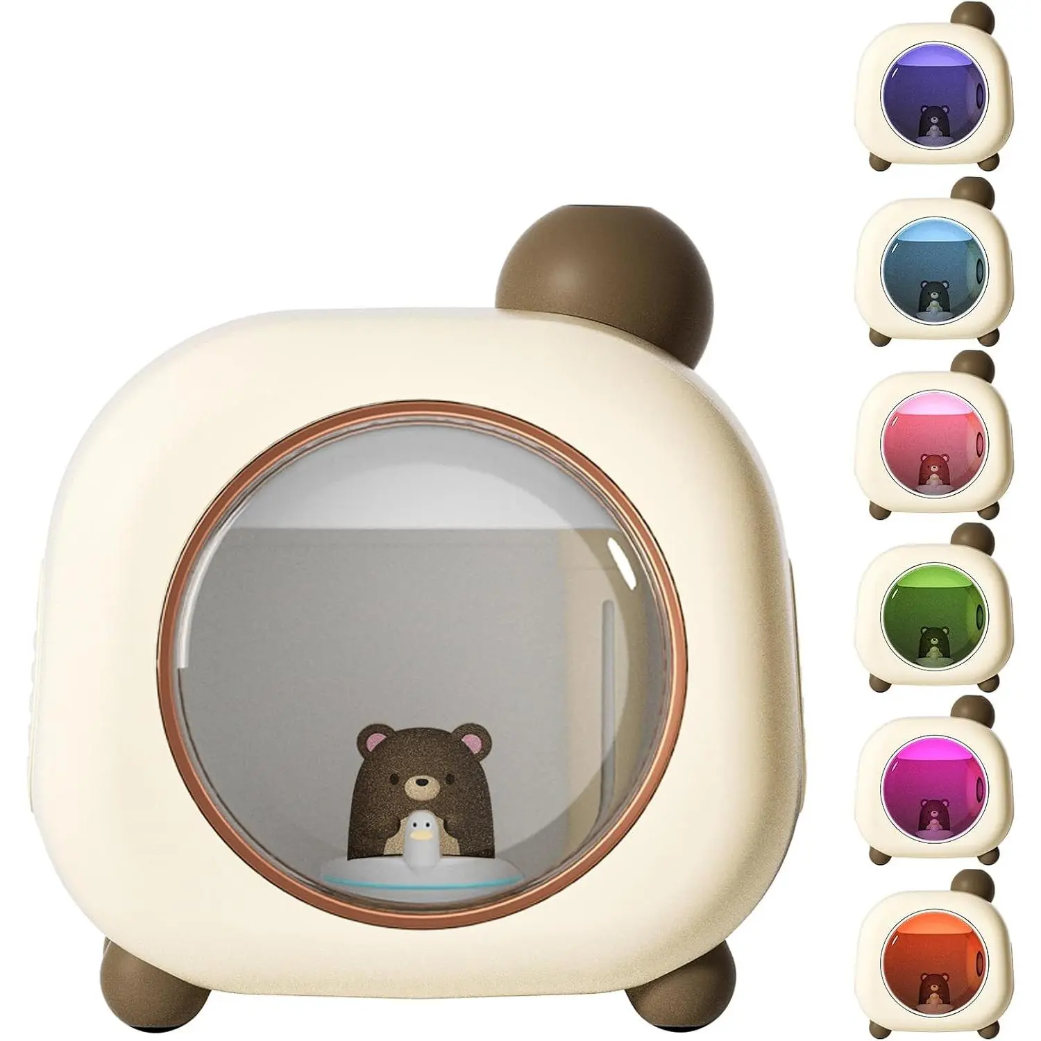 Portable Mini Humidifier, 500ML Cartoon Bear USB Mist Humidifier with Colorful Lights for Bedroom, Baby, Office & Plants, Auto Shut-OffGift