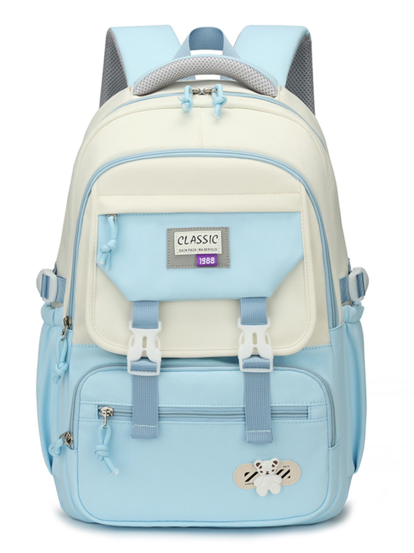 Colorblock Large Capacity Backpack, Casual Minimalist School Backpack for Women & Men, Fashionable Backpack for Daily Use for Boys & Girls