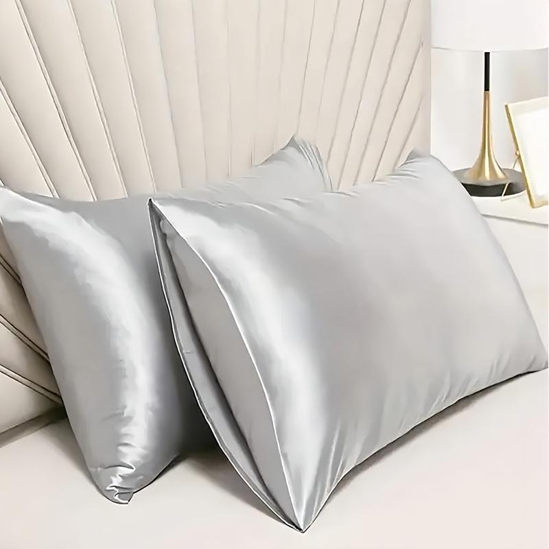 1/2pcs Luxury Soft Silk Pillowcases, Breathable Skin-Friendly Cool Feel, Pure Color Envelope Closure, Bedding Accessories