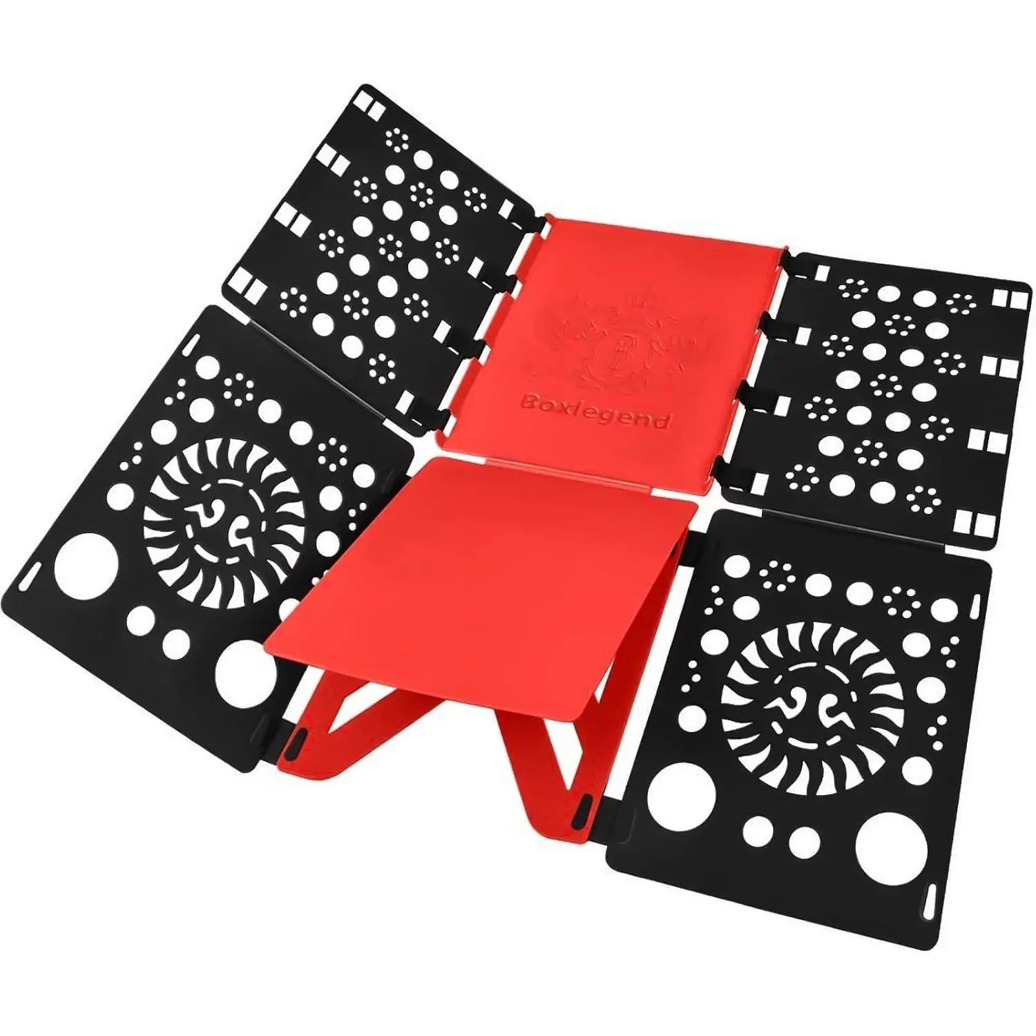 BoxLegend V3 Shirt Folding Board Durable Plastic T-Shirt Clothes Folder Easy Fast Folding Helper for Adults and Children Black Red