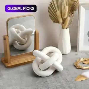 Wooden Knot Decor, 1 Count Boho Farmhouse Rustic Design Modern Chain Link Decor, Bookshelf Decor, Home Ornament for Living Room, Bedroom or Office, Ornaments, Artistic