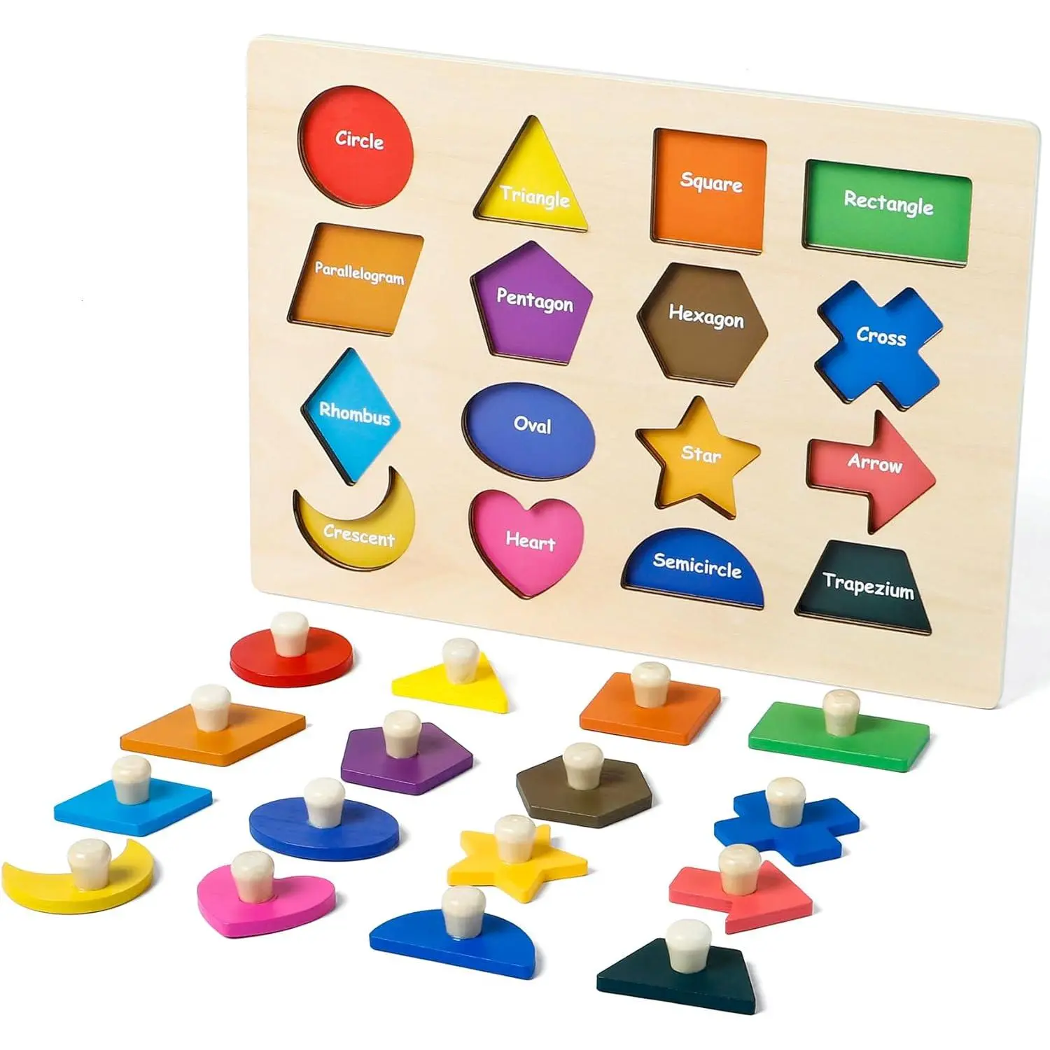 Shape Puzzles Wooden Puzzles for Toddlers, Peg Puzzle Educational Shape Sorter Toys Wooden Shape Board Puzzles, Preschool Learning Educational Toy for Baby Girls Boysfidget toys