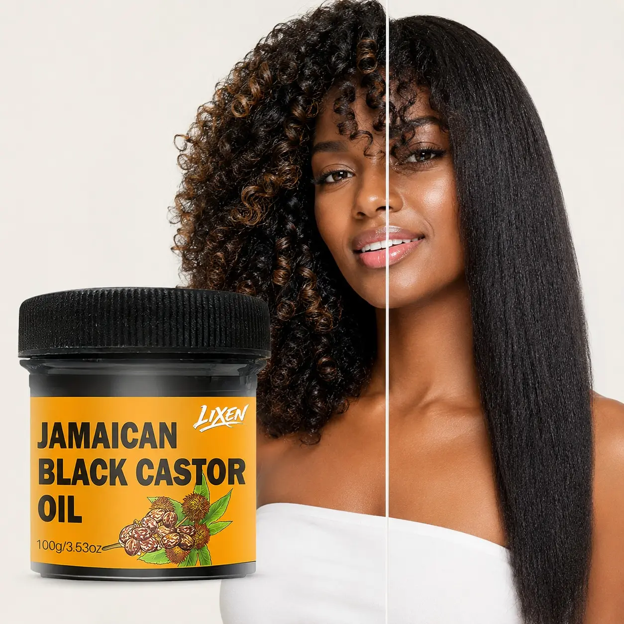 Lixen 3-In-1 Jamaican Castor Oil Hair Balm, Moisturizing & Nourishing, Suitable for All Hair Types, Travel Size, Gift Essential