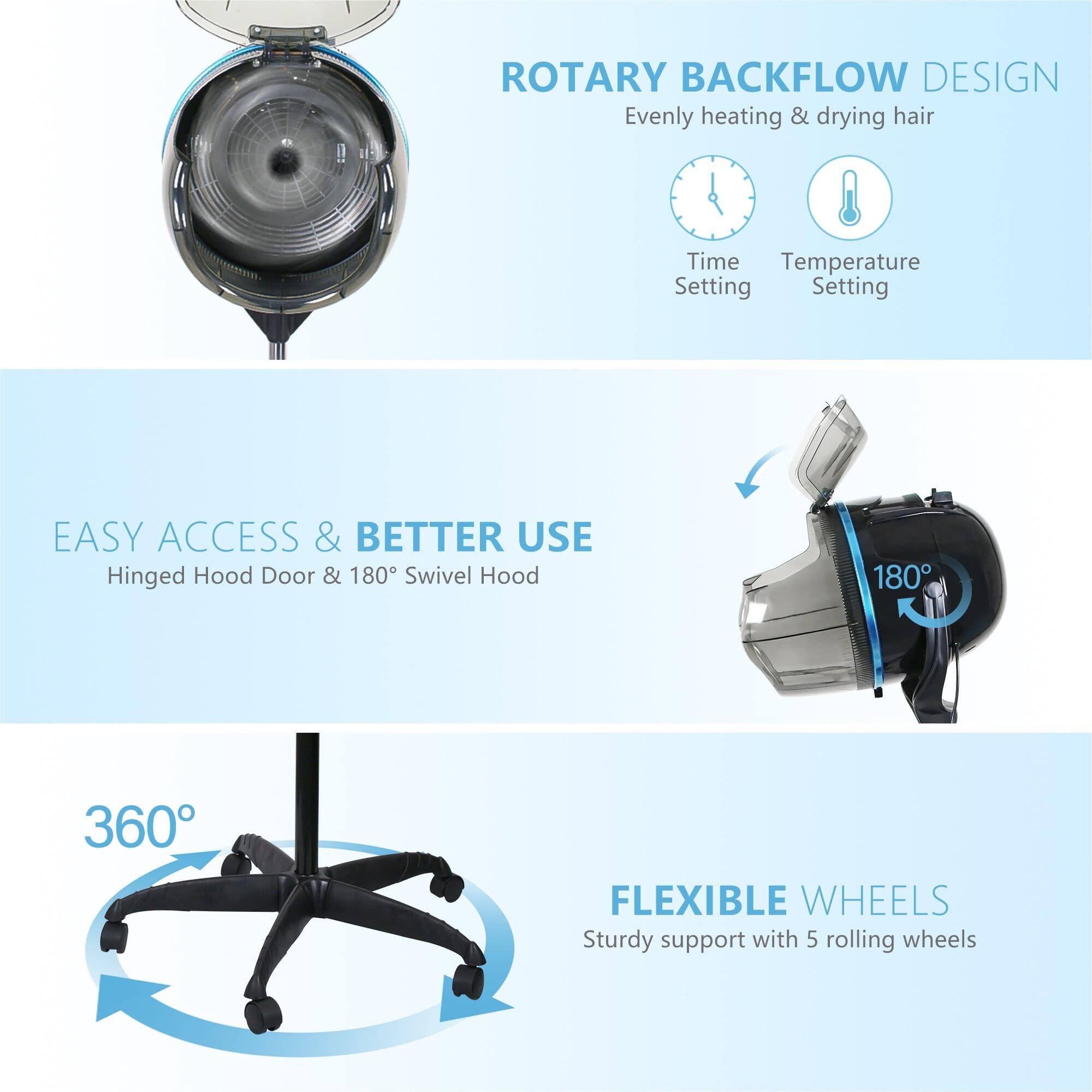 ZENY 1300W Adjustable Hooded Hair Dryer with 360° Swivel Base & 180° Swivel Hood for Home & Salon Use