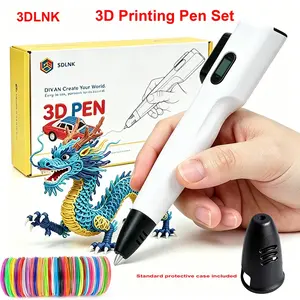 3dlnk 3D Printer Pen Set, Includes 3m 3-Color Filament, Anti-Clog Design, LCD Display, Compatible with Abs/pla, Ideal for DIY Gifts