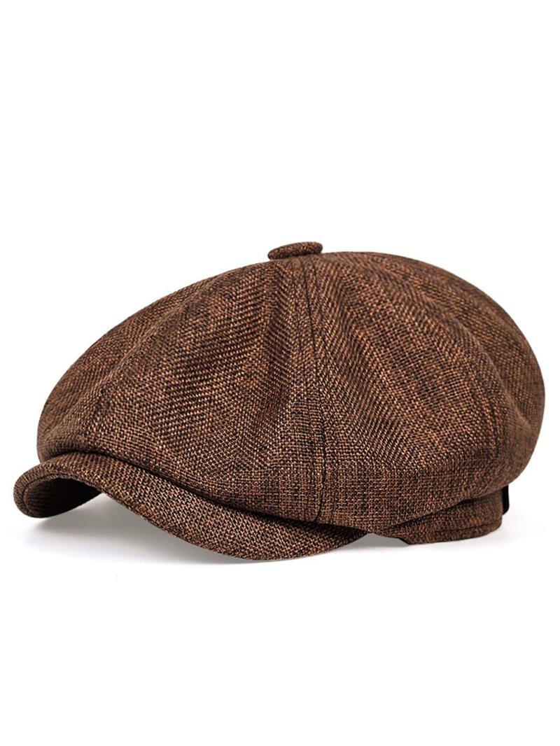 1 Piece Casual Linen Beret Hat, Solid Color Portable Newsboy Cap for Men & Women, Fashion All-match Outdoor Hat, Elegant All-match Fashion Accessories for Daily Wear