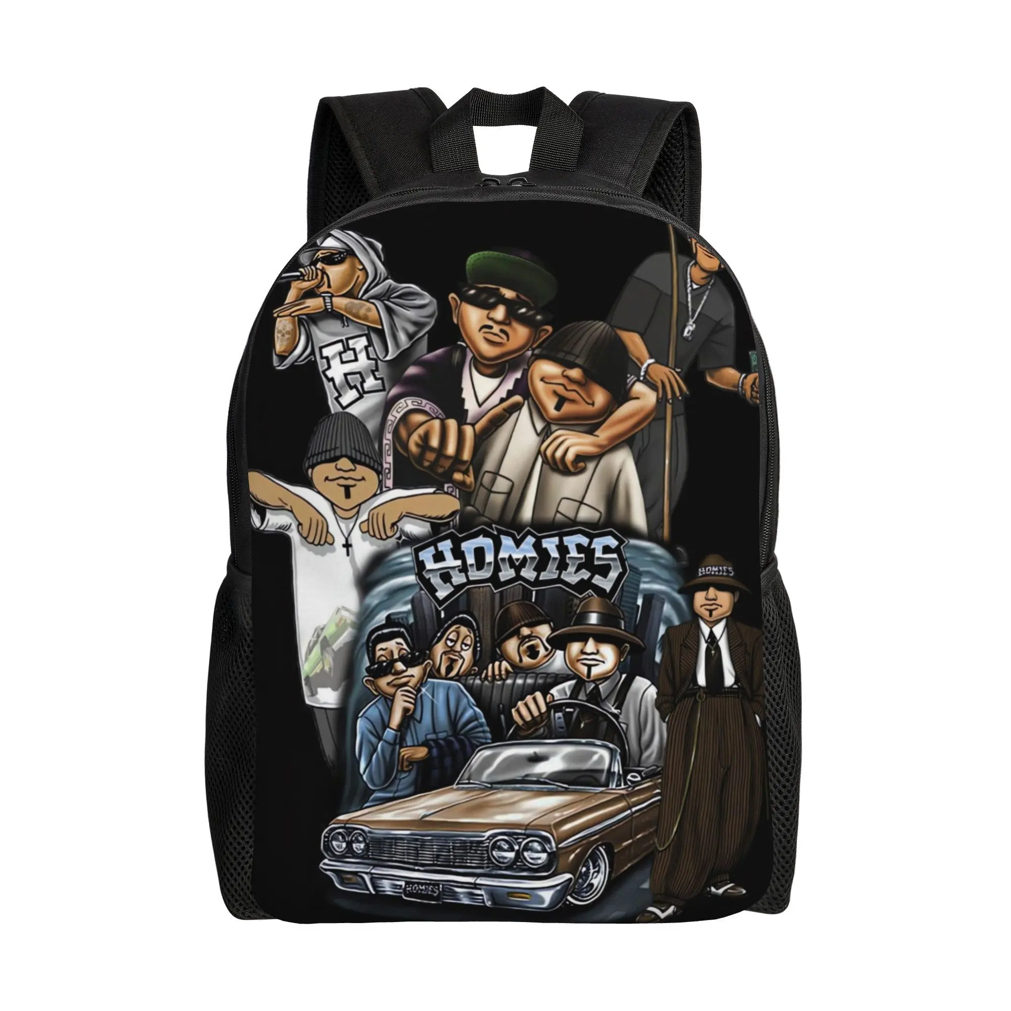 Lil Homies T-shirt single-layer backpack--simple style student bag, iconic compact travel bag, suitable for university, daily commuting and light travel, casual handbag for hands-free storage