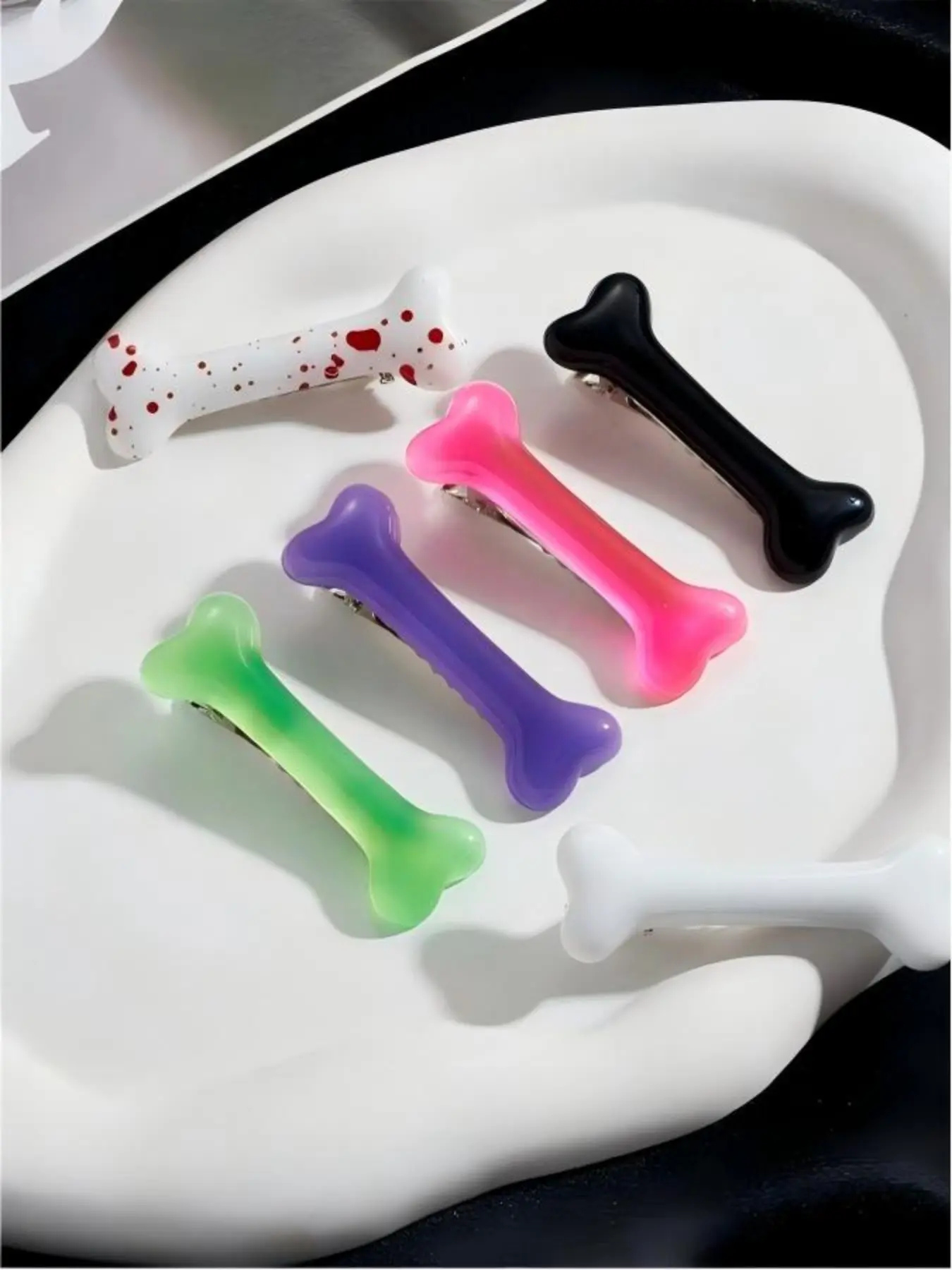 10 Pcs Dog Bone Hair Clips, Side Clip Decorative Hair Accessories, Crocodile Clamps for Costume Wear, Claw Clips for Role Play, Fun Hair Clips