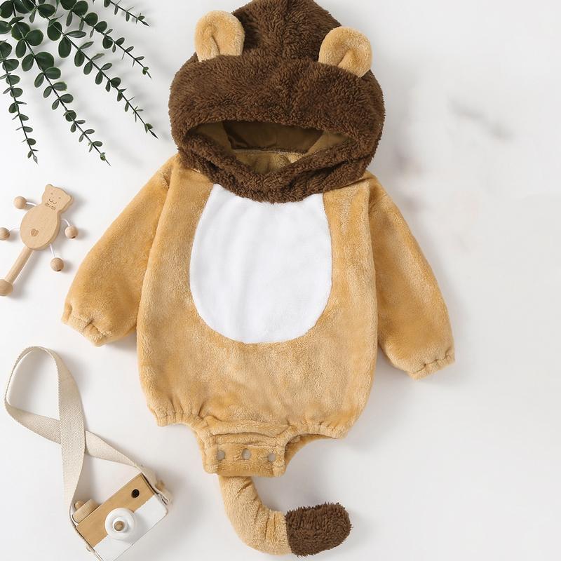 Baby Boys Girls Animal Costume Flannel Rabbit Costume Role Play Hooded Long Sleeve Pajamas Rompers Cosplay Jumpsuits Baby Costumes Cute Animal Outfit Funny Monster Costume Gift