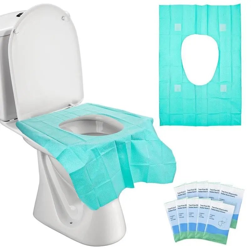 10 Packs Tear-Free Toilet Seat Covers Disposable for Adults and Kids, 16x24 Inch Waterproof Non-Slip Disposable Toilet Seat Cover for Travel, Public Toilet, Outdoors (Individual Package) Toilet Seat Protectors