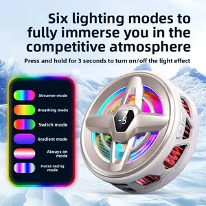 New Icing-effect Magnetic Phone Cooler, 6 RGB Light Modes, 4-Speed AI Smart Temp Control, Digital Display & Turn-off Light Function, Works for Phone & Tablet