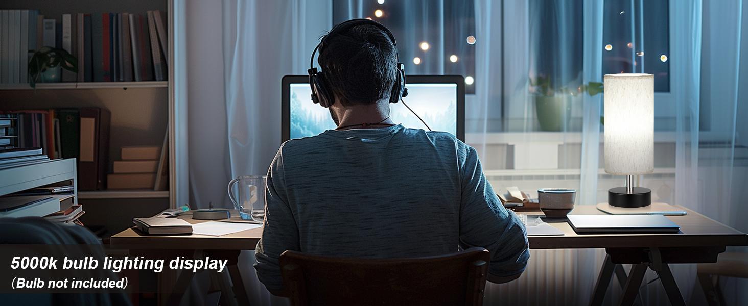 Small Table Lamp for Bedroom Set of 2 - Bedside Lamps for Night Stands, Minimalist Nightstand Light Lamp, Desk Lamps for Reading Room, Kids Room, Living Room, Office, Dorm