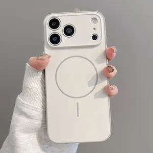 Compatible with IP17PROMAX fine ring magnetic phone case, iP16/15/14Promax full lens protection anti-drop case