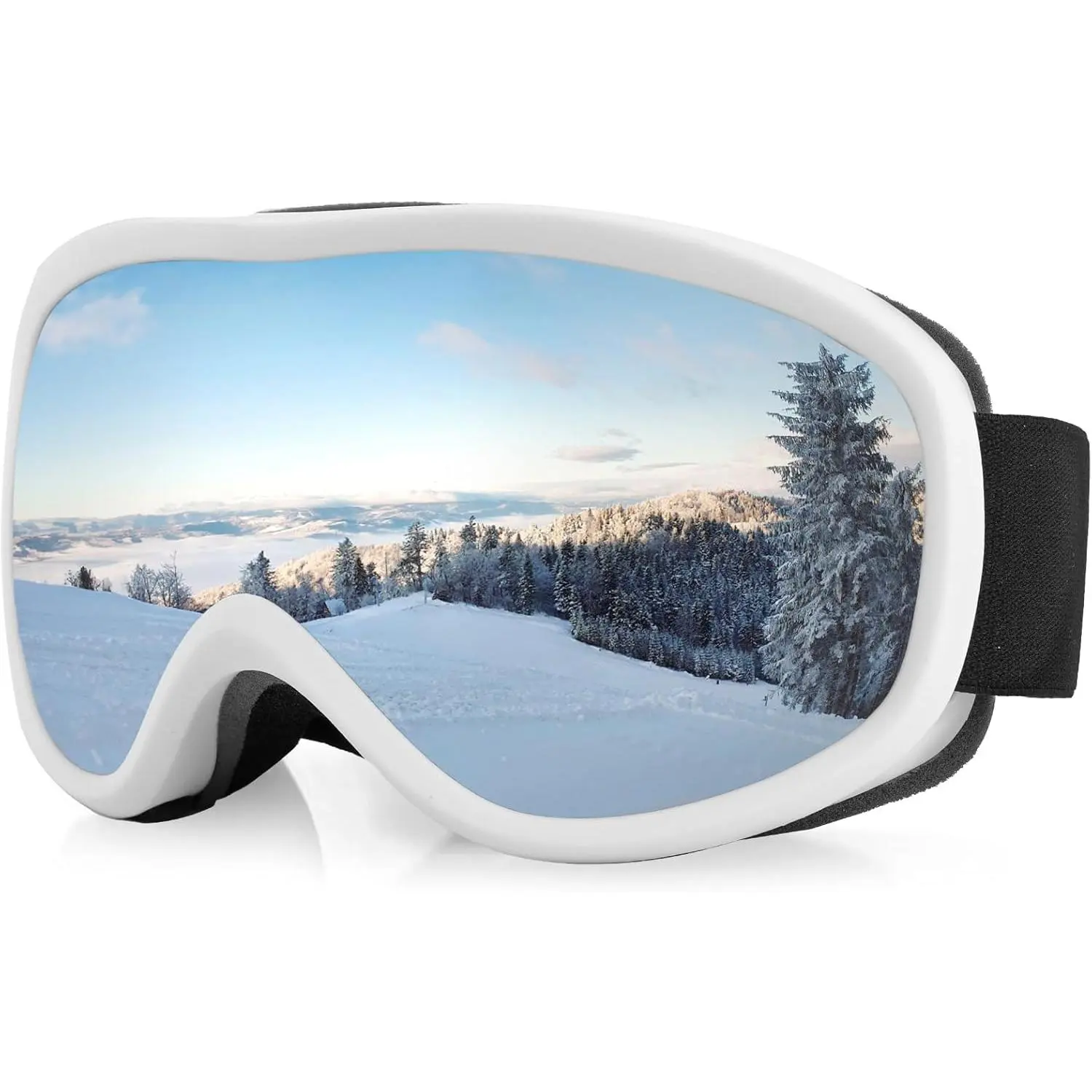 Cylindrical Full Frame Ski Goggles for Men & Youth, UV Resistant Over-The-Glasses (OTG) Design with UV400 Protection for Snowboarding & Skiing, No