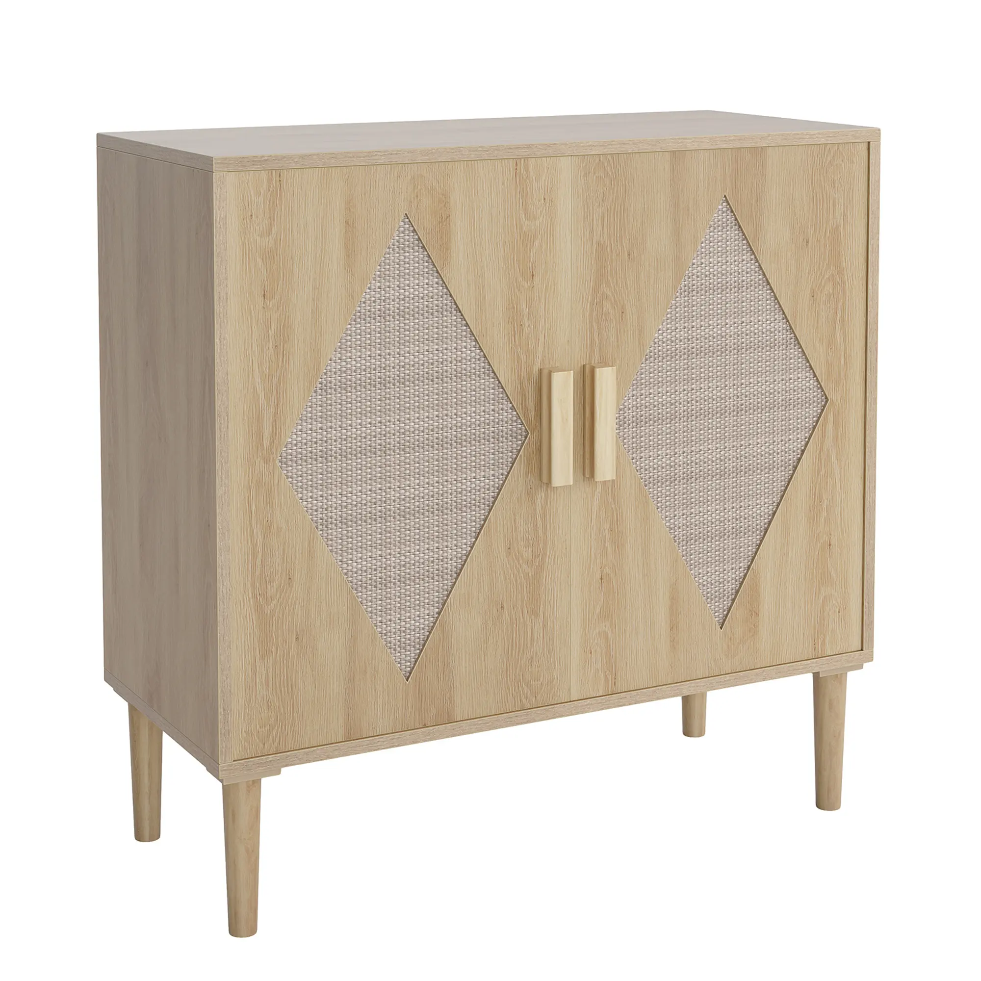 Buffet Cabinet with Storage, Sideboard Cabinet with Rattan Decorating 2 Doors, Accent Cabinet for Entryway, Kitchen, Living Room, Dining Room