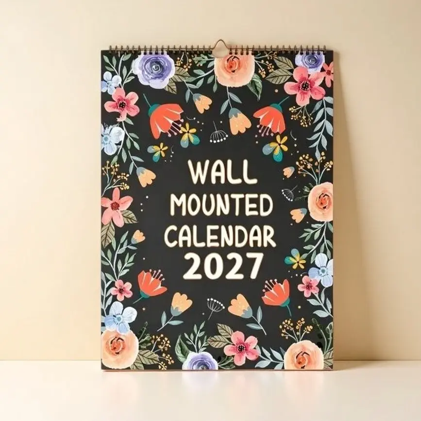 1-Piece 2027 Minimalist Wall Mounted Calendar Clean Undecorated Design Monthly Overview + Date Marking + Hanging Style for Minimalists / Home / Office Use