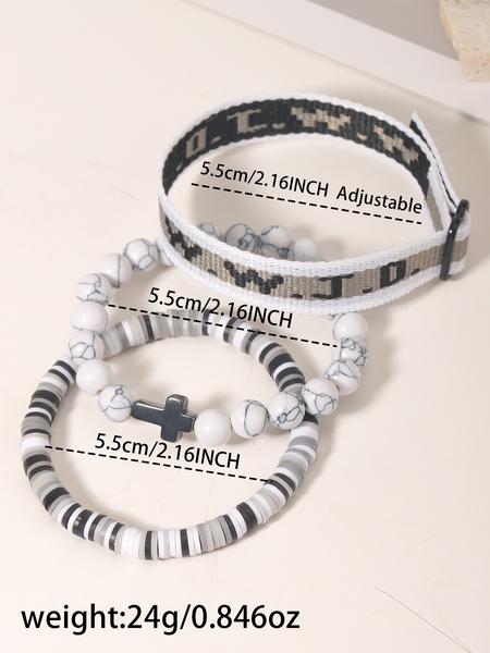 WWJD Beaded Bracelet, Fashionable Cross Charm Decor Bracelet for Women & Men, Trendy All-match & Exquisite Jewelry for Birthday Gift