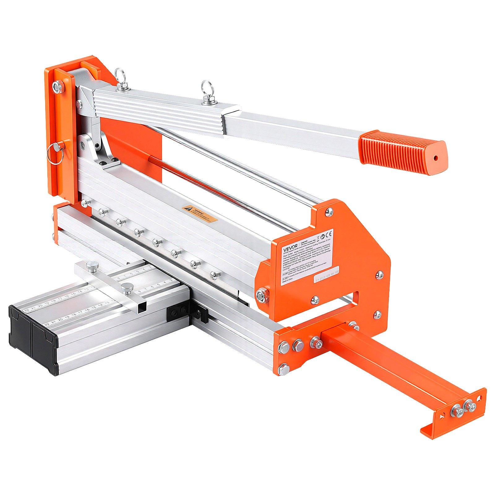 VEVOR 12 inch Vinyl Floor Cutter, 12mm Thick Laminate Flooring Cutter with Upgraded Labor-Saving Aluminum-Alloy Lever, Telescoping Support Plate, Cuts Certain Engineered Wood, LVT, VCT, SPC, LVP, WPC