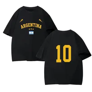 Oversized Argentina Soccer Graphic T-shirt Unisex Men Women Harajuku Streetwear Letter Print Black Shirt Casual Vintage Tee Number 10 Outfit Summer Sweet Wear Top Y2K Football Fan Jersey summervibes️