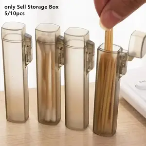 Clear Travel Toothpick Case Reusable Cotton Swab Holder Portable Storage Box Kitchen Home Storage